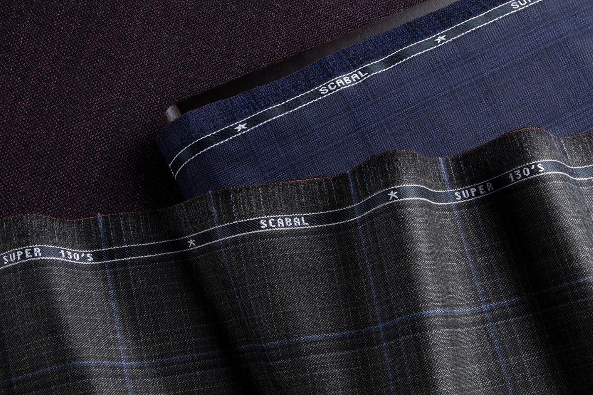 Scabal-Stoffe-bordeaux-prince of wales-blau-massanzug-massanfertigung