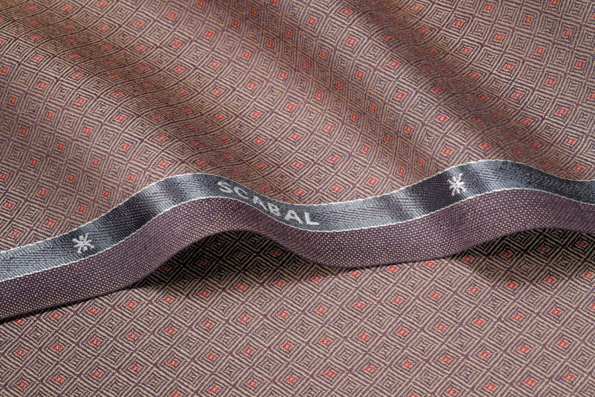 Scabal-ausergewoenliche Stoffe Massanzug-Hochwertiges Stoff-Orange mit muster-Baden Schweiz